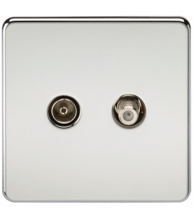 Screwless TV & SAT TV Outlet (Isolated) - Polished Chrome