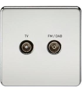 Screwless Screened Diplex Outlet (TV & FM DAB) - Polished Chrome