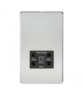 Screwless 115V/230V Dual Voltage Shaver Socket - Polished Chrome