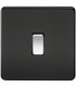 Screwless 20A 1G DP Switch - Matt Black with Chrome Rocker