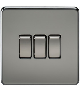Screwless 10AX 3G 2-Way Switch - Black Nickel