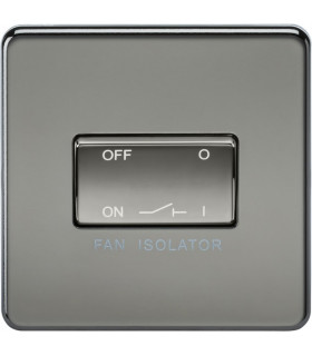 Screwless 10AX 3 Pole Fan Isolator Switch - Black Nickel