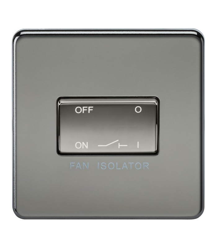 Screwless 10AX 3 Pole Fan Isolator Switch - Black Nickel