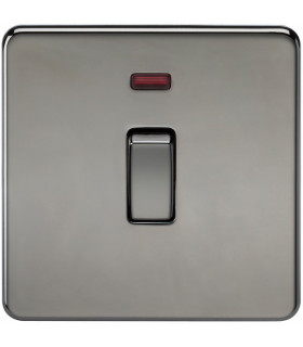 Screwless 20A 1G DP Switch with Neon - Black Nickel