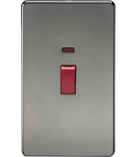 Screwless 45A 2G DP Switch with Neon - Black Nickel
