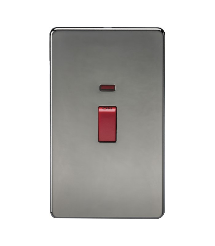 Screwless 45A 2G DP Switch with Neon - Black Nickel