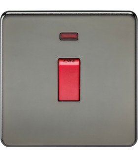 Screwless 45A 1G DP Switch with Neon - Black Nickel