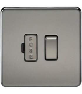 Screwless 13A Switched Fused Spur Unit - Black Nickel