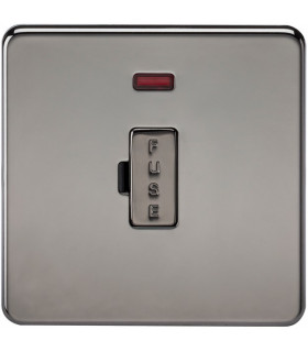 Screwless 13A Fused Spur Unit with Neon - Black Nickel