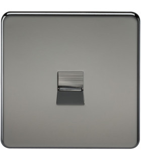 Screwless Telephone Extension Socket - Black Nickel