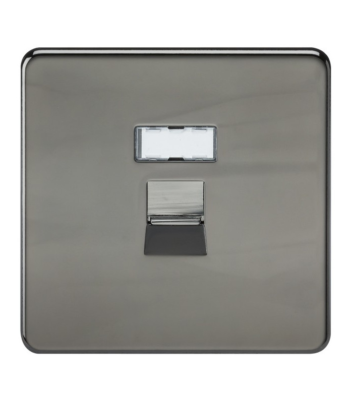 Screwless RJ45 network outlet - black nickel