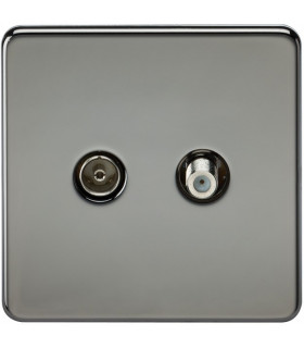 Screwless TV & SAT TV Outlet (Isolated) - Black Nickel