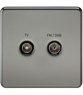 Screwless Screened Diplex Outlet (TV & FM DAB) - Black Nickel
