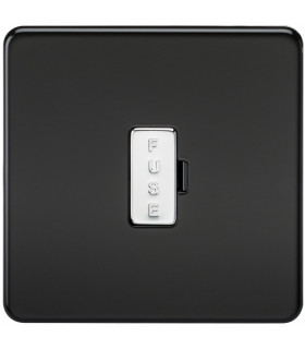 Screwless 13A Fused Spur Unit - Matt Black with Chrome Fuse Cap