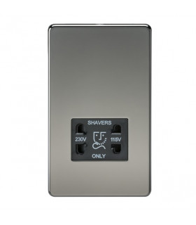 Screwless 115V/230V Dual Voltage Shaver Socket - Black Nickel