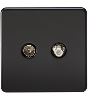 Screwless TV & SAT TV Outlet (Isolated) - Matt Black