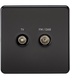 Screwless Screened Diplex Outlet (TV & FM DAB) - Matt Black