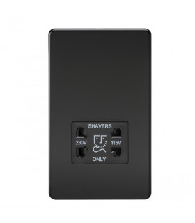 Screwless 115V/230V Dual Voltage Shaver Socket - Matt Black