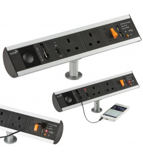 13A 2G Desktop Power Station with Dual USB Charger (2.1A) and Built in Speaker with Audio In port
