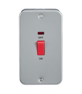 Metal Clad 45A DP Switch with Neon - Large Plate