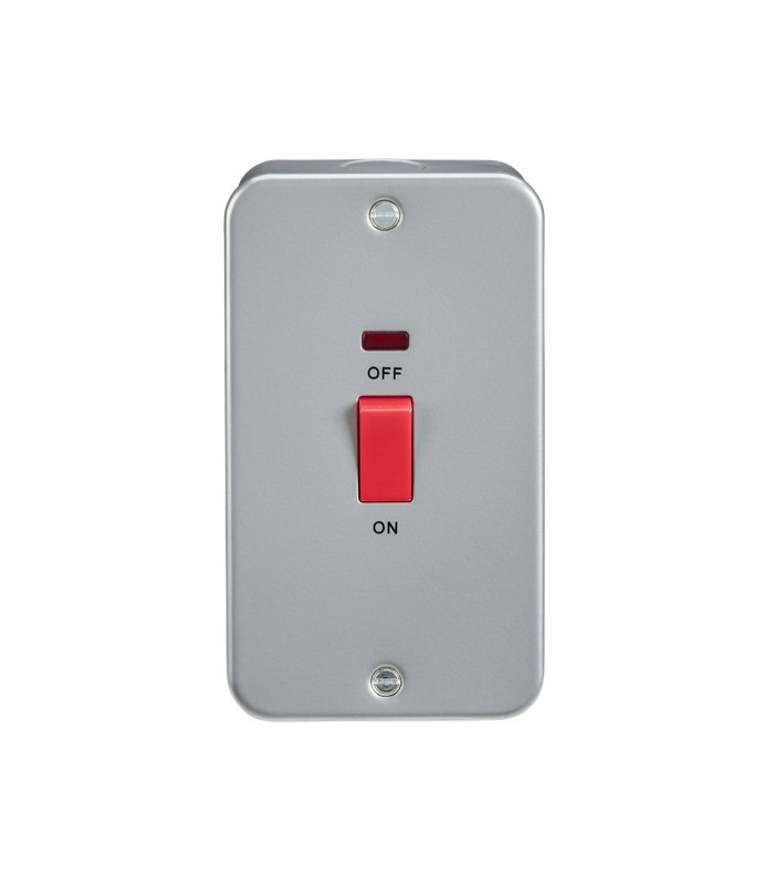 Metal Clad 45A DP Switch with Neon - Large Plate