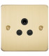 Flat Plate 5A unswitched socket - brushed brass with black insert
