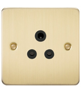 Flat Plate 5A unswitched socket - brushed brass with black insert