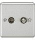 TV & SAT TV Outlet (isolated) - Rounded Edge Brushed Chrome