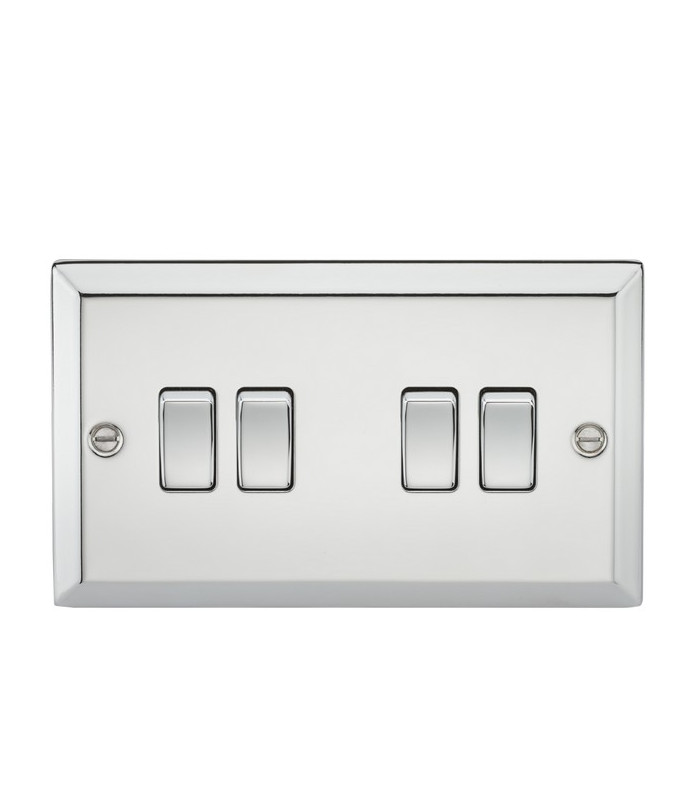 10AX 4G 2 Way Plate Switch - Bevelled Edge Polished Chrome