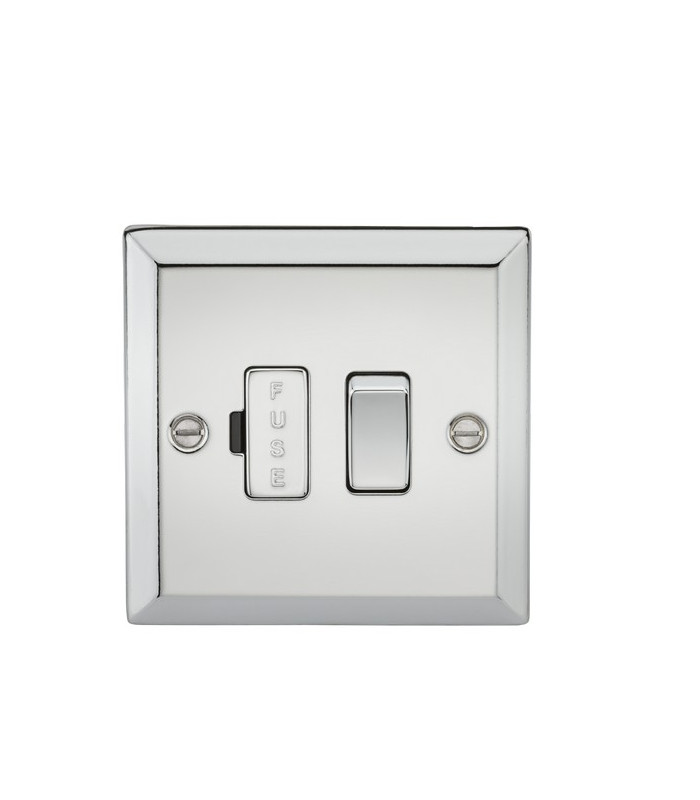 13A Switched Fused Spur Unit - Bevelled Edge Polished Chrome
