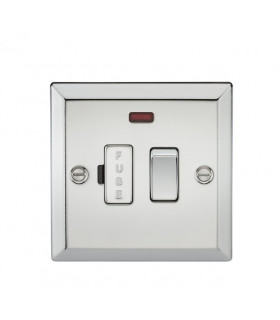 13A Switched Fused Spur Unit with Neon - Bevelled Edge Polished Chrome