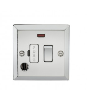 13A Switched Fused Spur Unit with Neon & Flex Outlet - Bevelled Edge Polished Chrome