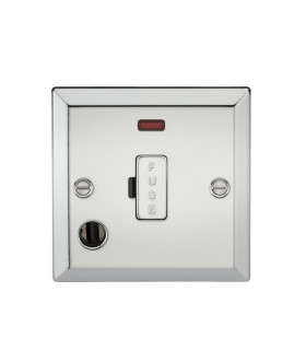 13A Fused Spur Unit with Neon & Flex Outlet - Bevelled Edge Polished Chrome