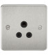Flat Plate 5A unswitched socket - brushed chrome with black insert