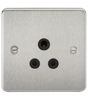 Flat Plate 5A unswitched socket - brushed chrome with black insert