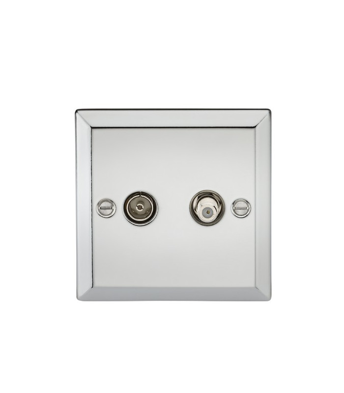 TV & SAT TV Outlet (isolated) - Bevelled Edge Polished Chrome