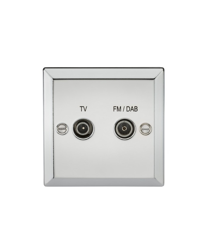Diplex TV & FM DAB Outlet - Bevelled Edge Polished Chrome
