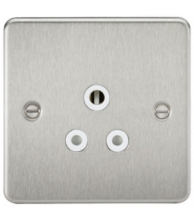 Flat Plate 5A unswitched socket - brushed chrome with white insert