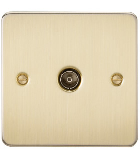 Flat Plate 1G TV Outlet (non-isolated) - Brushed Brass