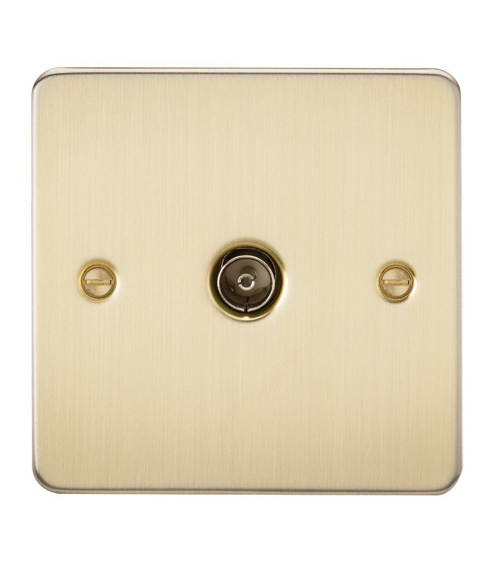 Flat Plate 1G TV Outlet (non-isolated) - Brushed Brass