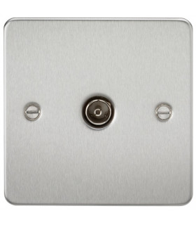 Flat Plate 1G TV Outlet (non-isolated) - Brushed Chrome