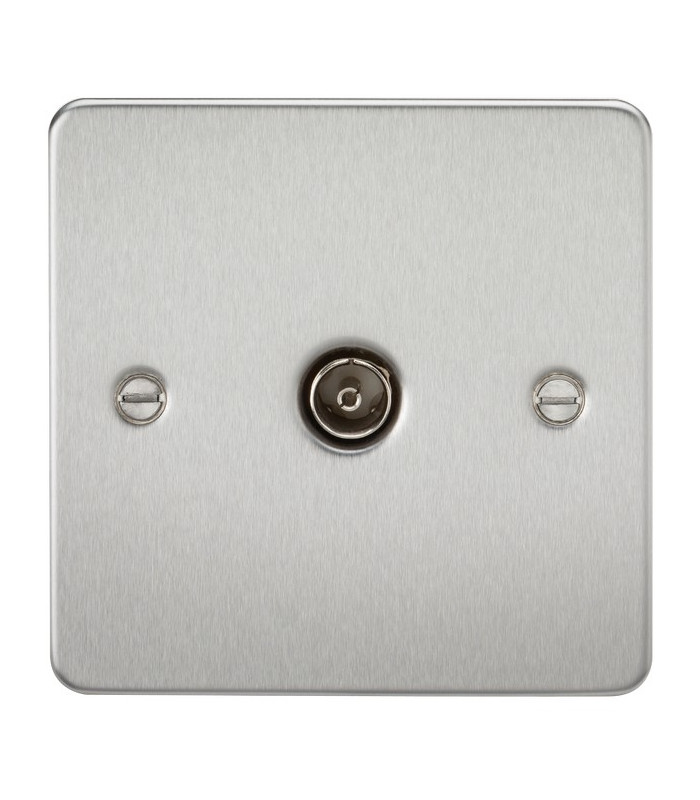Flat Plate 1G TV Outlet (non-isolated) - Brushed Chrome