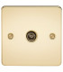 Flat Plate 1G TV Outlet (non-isolated) - Polished Brass