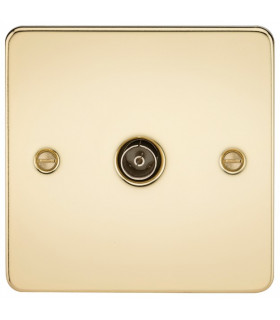 Flat Plate 1G TV Outlet (non-isolated) - Polished Brass