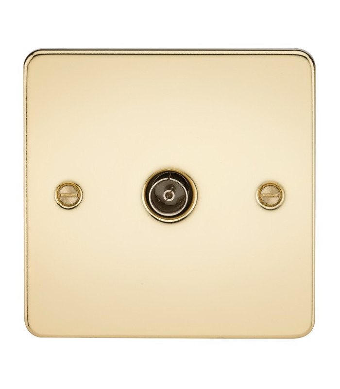 Flat Plate 1G TV Outlet (non-isolated) - Polished Brass