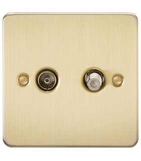 Flat Plate TV & SAT TV Outlet (isolated) - Brushed Brass