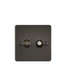Flat Plate TV & SAT TV Outlet (isolated) - Gunmetal