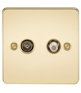 Flat Plate TV & SAT TV Outlet (isolated) - Polished Brass