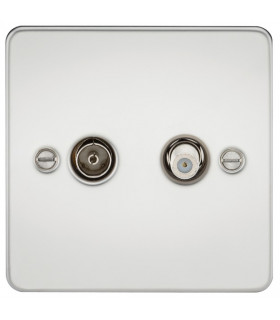 Flat Plate TV & SAT TV Outlet (isolated) - Polished Chrome