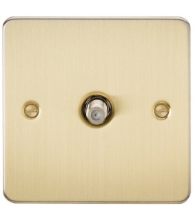 Flat Plate 1G SAT TV Outlet (non-isolated) - Brushed Brass